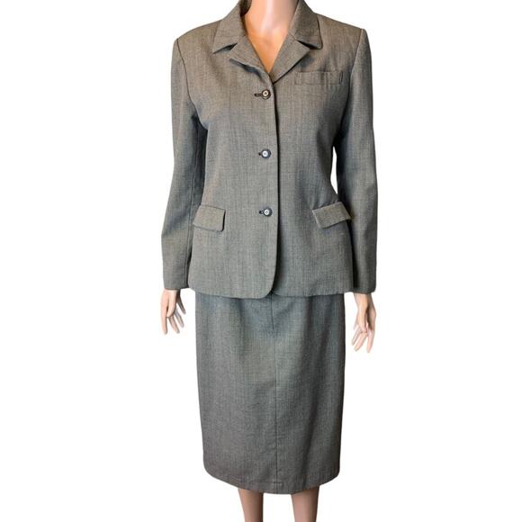 Harve Benard Collection Vintage 100% Wool Houndstooth Career Skirt Suit 8 - Picture 1 of 7